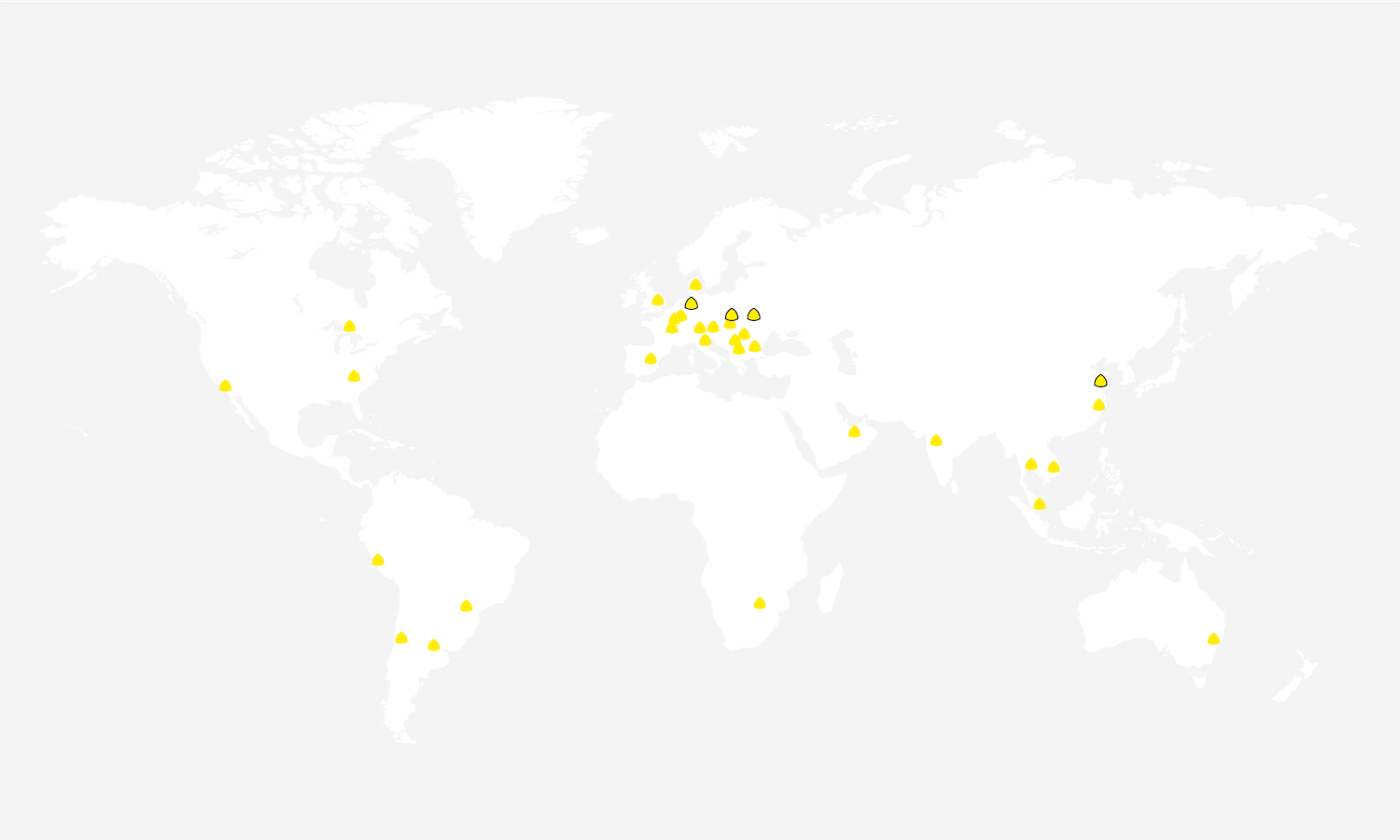 World map with points of Klingspor locations.